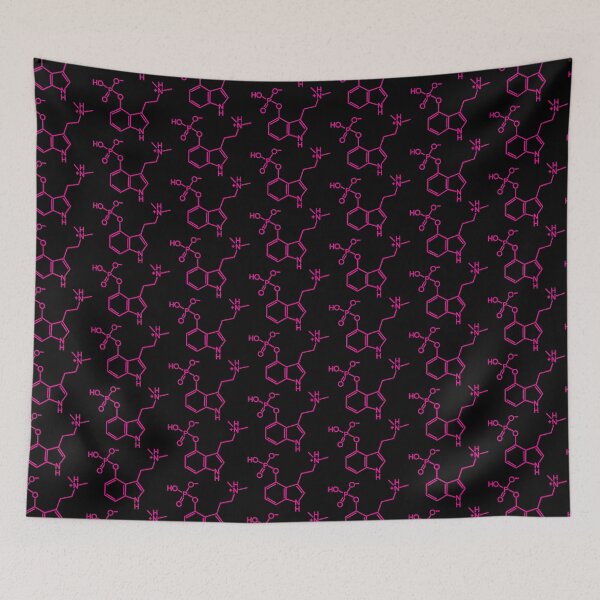 Item preview, Hot pink psilocybin molecule on black designed and sold by saint-shores.