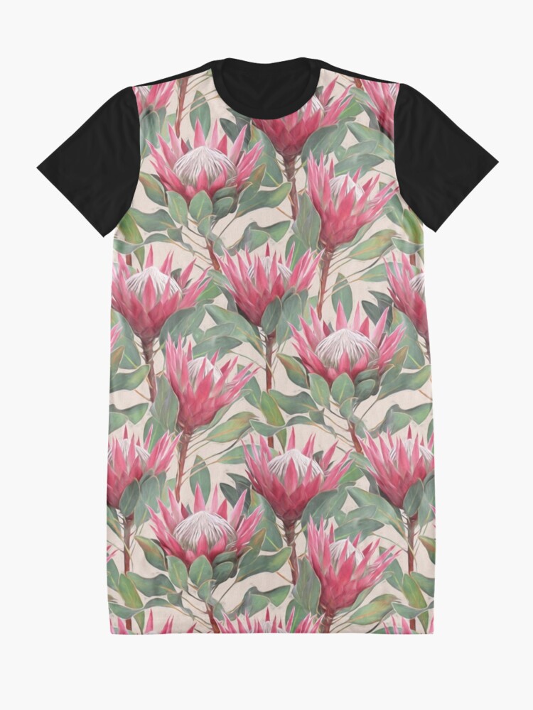 Alternate view of Painted King Proteas on Cream Graphic T-Shirt Dress