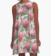 Gemalte König Proteas auf Creme A-Linien Kleid