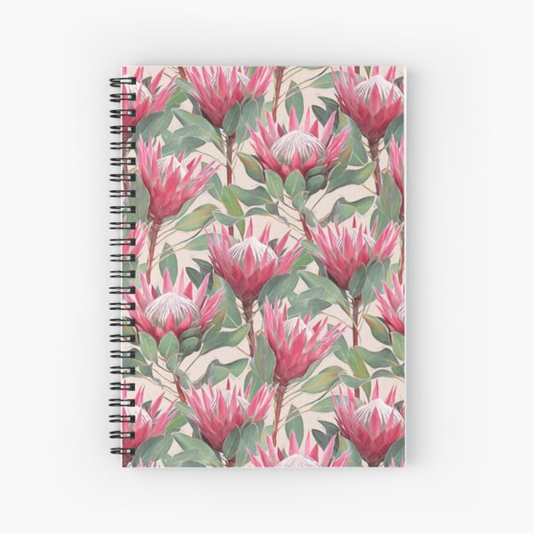 Painted King Proteas on Cream Spiral Notebook