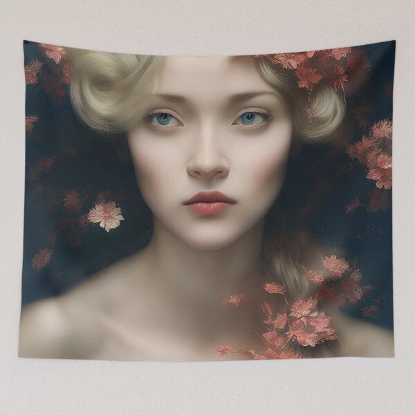 Item preview, Retro Portrait of a Woman with Flowers designed and sold by Juliascutecornr.