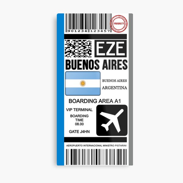 Buenos Aires Argentina travel ticket Metal Print