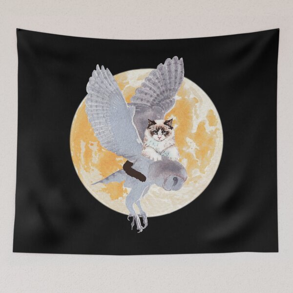 Item preview, A CAT AND AN OWL, FULL MOON FLIGHT designed and sold by FlutteringWings.