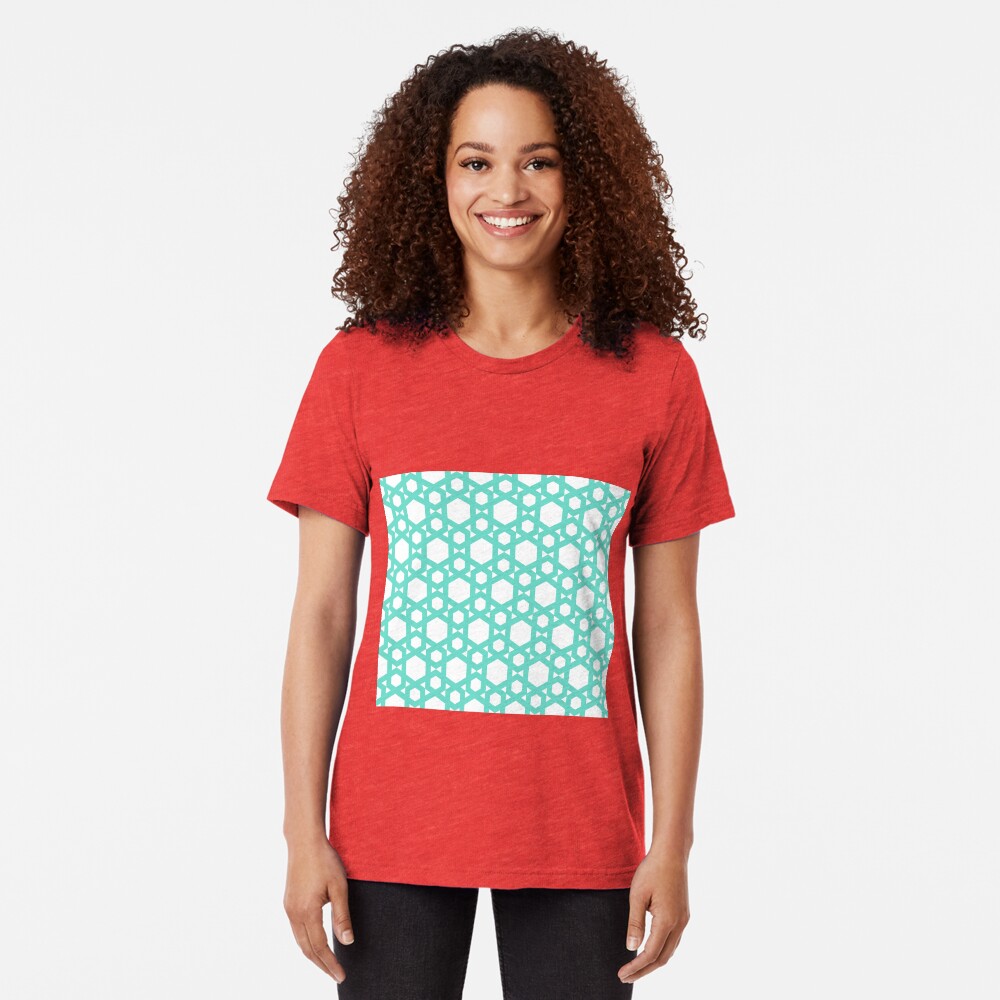 Geometric Pattern: Hexagon: Blue Tri-blend T-Shirt