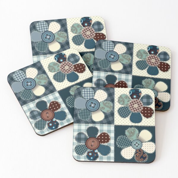 Item preview, Patchwork Blue Flowers designed and sold by Miaramar.