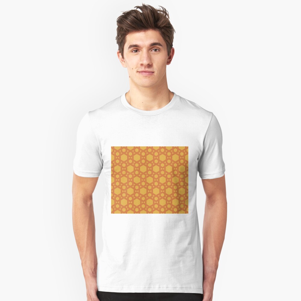 Geometric Pattern: Hexagon: Yellow Slim Fit T-Shirt