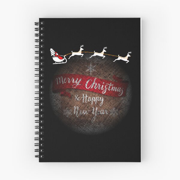 Item preview, Santa Claus And Reindeer Flying Above A Vignette Scribble Art Design - Merrry Christmas & Happy New Year designed and sold by Oaks Creations.