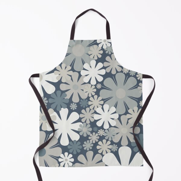 Item preview, Retro Flowers 60s 70s Aesthetic Floral Pattern in Neutral Blue Grey Tones designed and sold by kierkegaard.