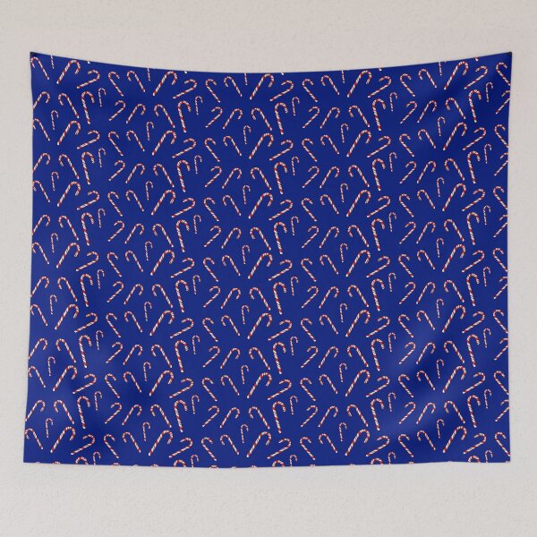 Item preview, Candy Cane Random Pattern - Dark Blue Background designed and sold by houseofwray.