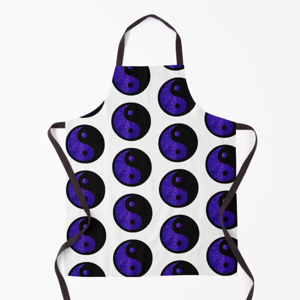Item preview, Black Yin Yang Taijitu Symbol on Bright Blue Glitter, Choose Your Own Background, Large Sized Repeating Pattern designed and sold by Nicolette Olivier.