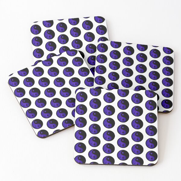 Item preview, Black Yin Yang Taijitu Symbol on Bright Blue Glitter, Choose Your Own Background, Small Sized Repeating Pattern designed and sold by Nicolette Olivier.