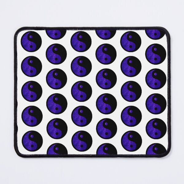 Item preview, Black Yin Yang Taijitu Symbol on Bright Blue Glitter, Choose Your Own Background, Small Sized Repeating Pattern designed and sold by Nicolette Olivier.