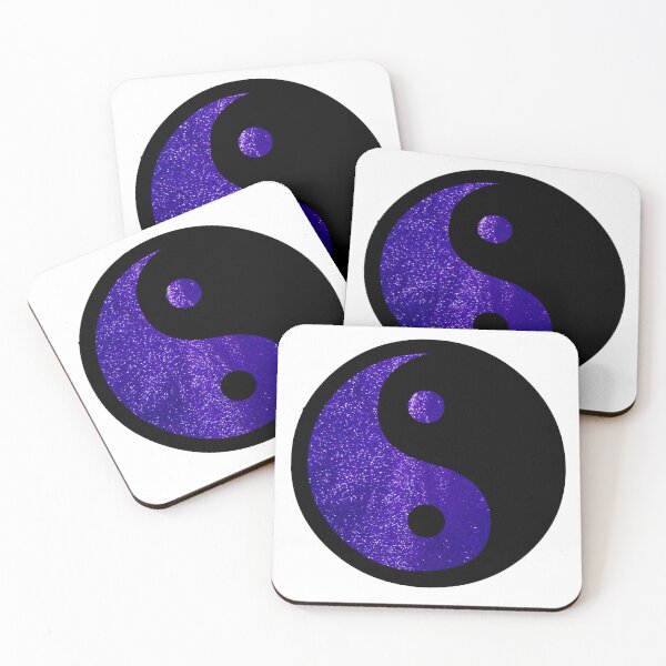 Item preview, Black Yin Yang Taijitu Symbol on Bright Blue Glitter, Choose Your Own Background, Large Sized Non-Repeating Image designed and sold by Nicolette Olivier.