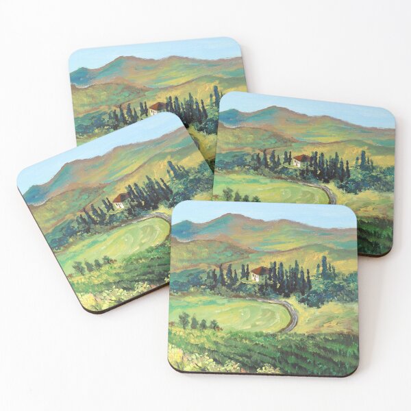 Item preview, Italy Travel Destination Italian Farm Landscape painting wine vineyard Tuscany designed and sold by LEILA ART SPACE.