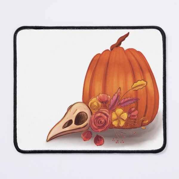 Item preview, Fall Floral Pumpkin with Bird Skull designed and sold by sedfrogdraws.
