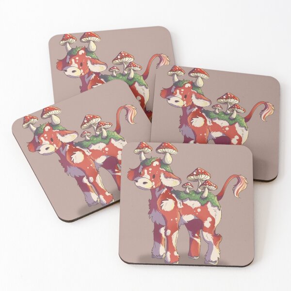 Item preview, Cow with mushrooms, red cow designed and sold by NatiiHerre.