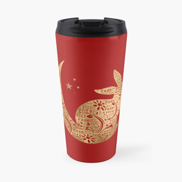 2023 - Year of the Rabbit | Chinese New Year | Gold Metallic Travel Coffee Mug