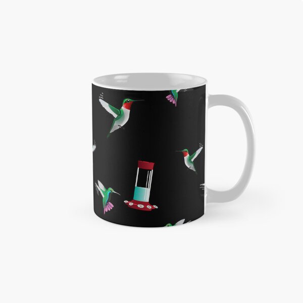 Item preview, Hummingbirds with Hummingbird Feeder Pattern - Black Background designed and sold by houseofwray.