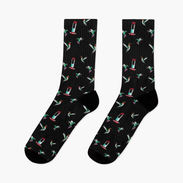 Item preview, Hummingbirds with Hummingbird Feeder Pattern - Black Background designed and sold by houseofwray.