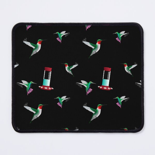 Item preview, Hummingbirds with Hummingbird Feeder Pattern - Black Background designed and sold by houseofwray.