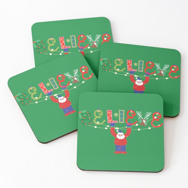Item preview, Believe, illustration of Santa Claus on a parachute from the word believe designed and sold by Malogue.