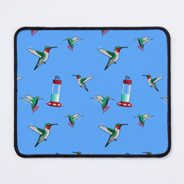 Item preview, Hummingbirds with Hummingbird Feeder Pattern - Blue Background designed and sold by houseofwray.