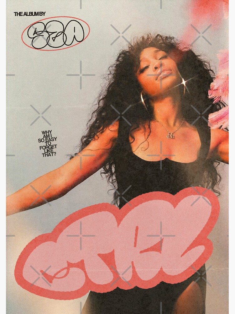 Thumbnail 3 of 3, Sticker, SZA | Ctrl | Vintage Retro Wall Art Music Album Poster Print designed and sold by grlpower.