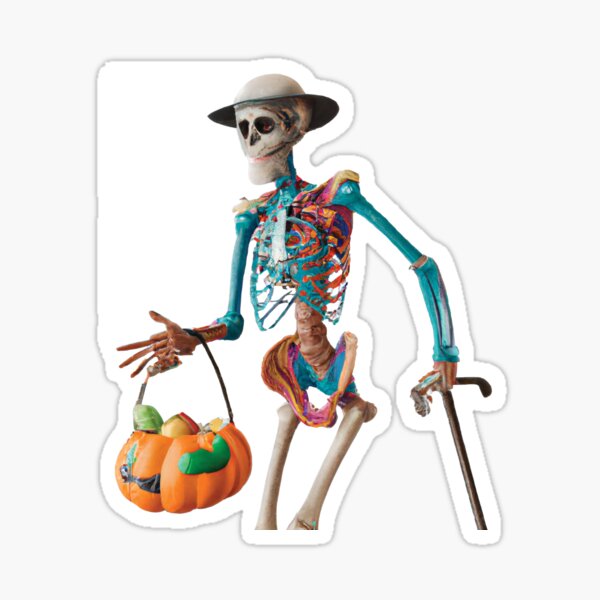 Trick-or-Treating Skeleton Sticker