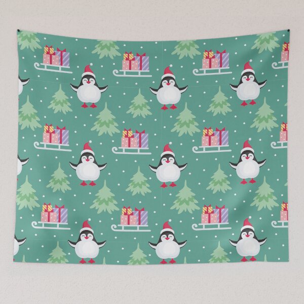 Item preview, Christmas Penquins With Presents On A Sleigh & Christmas Trees designed and sold by MugsAndDuds.