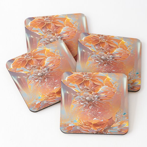 Item preview, Abstract Orange Flower Crystalized Grey Aqua designed and sold by deniselynnimage.