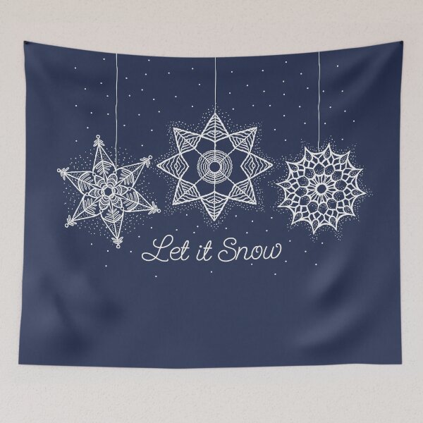 Item preview, Let it Snow Christmas white snowflake illustration. Hand-drawn macrame snowflakes trendy illustration. designed and sold by ChrisiMM.