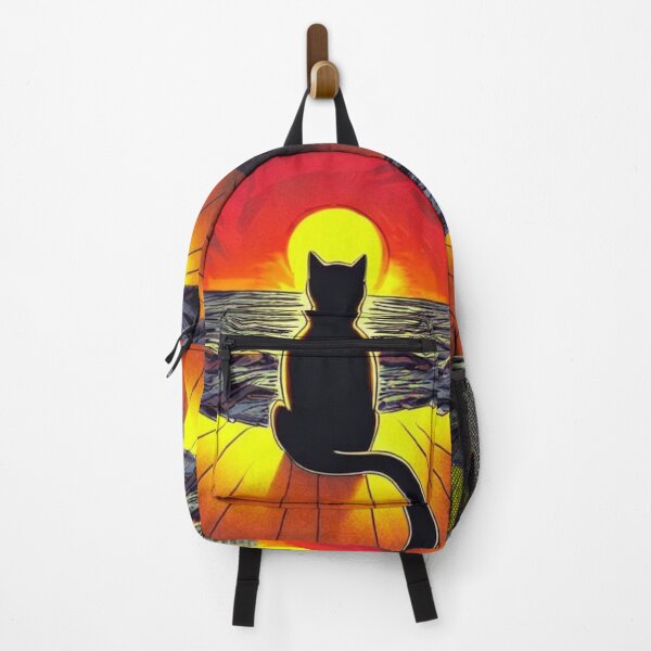 Item preview, Cat watching sunset retro style art designed and sold by Nakumis-shop.