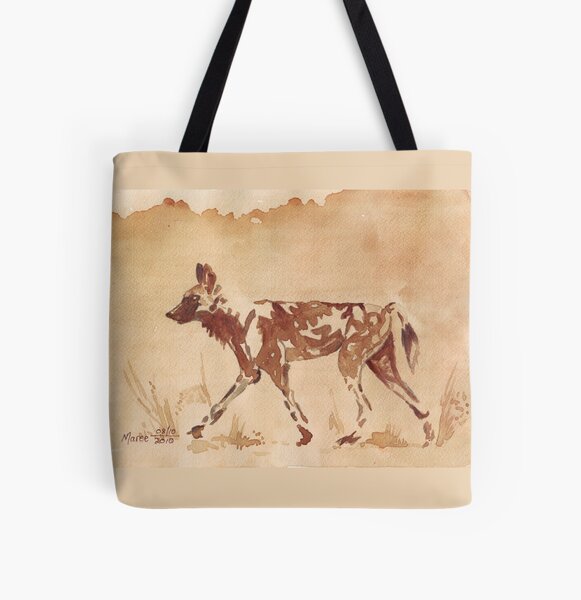 Gemalter Hund - Afrikanischer Wildhund Allover-Print Tote Bag