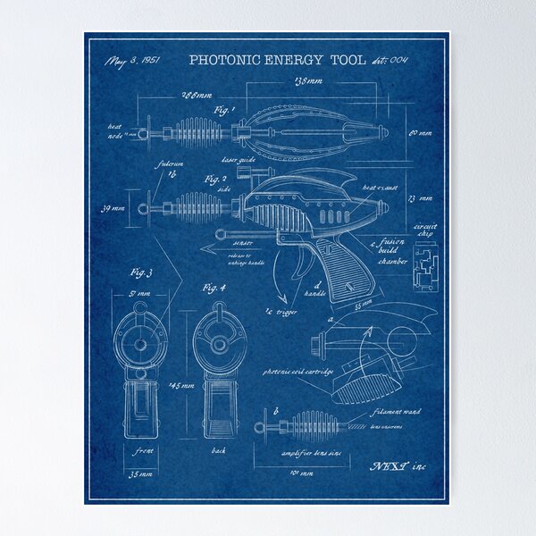 Item preview, BLUEPRINT RAY GUN designed and sold by PINCHTATTLE.