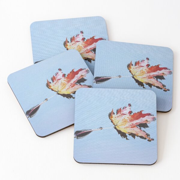 Item preview, Back Floats - autumn floating maple leaf painting  designed and sold by Emily Bickell.