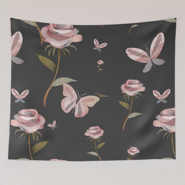 Item preview, Shabby chic vintage floral wild rose and butterfly pattern  - Caroline Laursen Original designed and sold by Caroline Laursen.