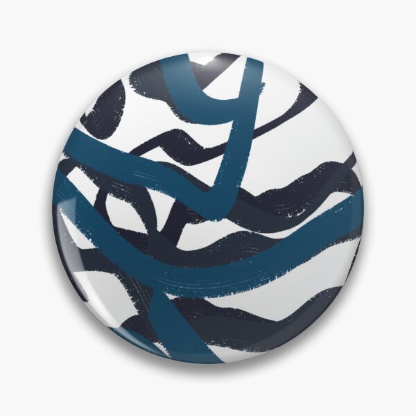 Item preview, Ocean Blues Navy Turquoise Scribble Doodle Abstract Minimalist Line Drawing Marker  designed and sold by hopecope.