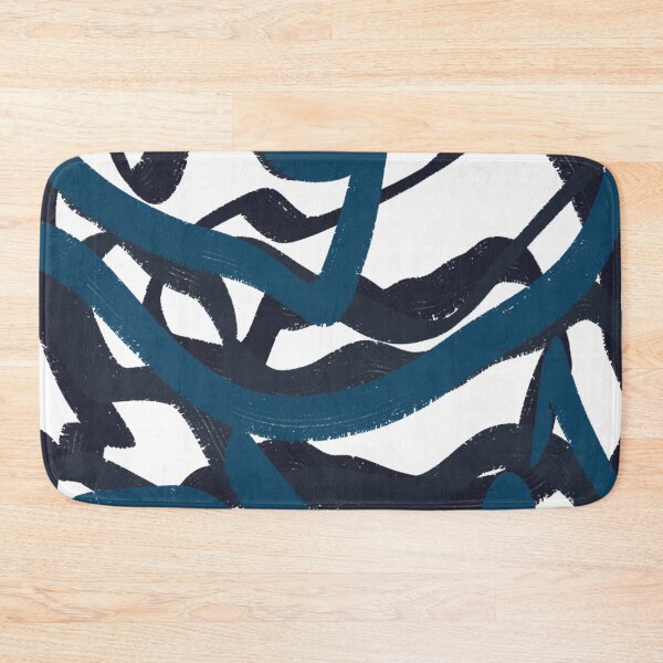 Item preview, Ocean Blues Navy Turquoise Scribble Doodle Abstract Minimalist Line Drawing Marker  designed and sold by hopecope.