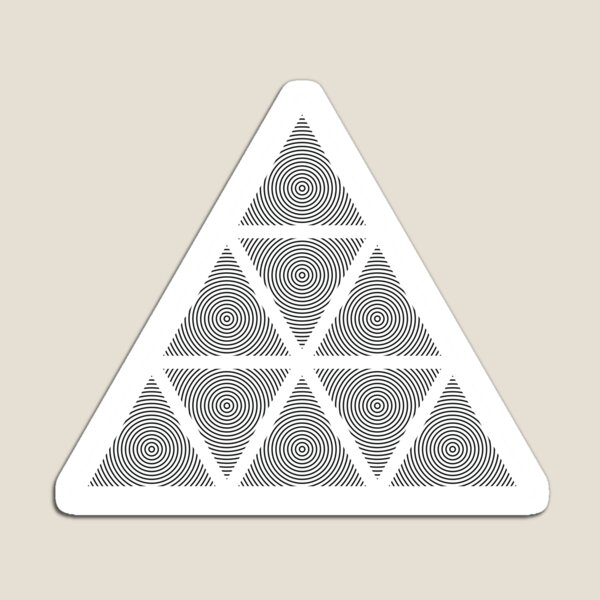 Aperçu de l'œuvre cercles à l'intérieur de divers triangles illusion opt art noir et blanc créée et vendue par OptLuv.
