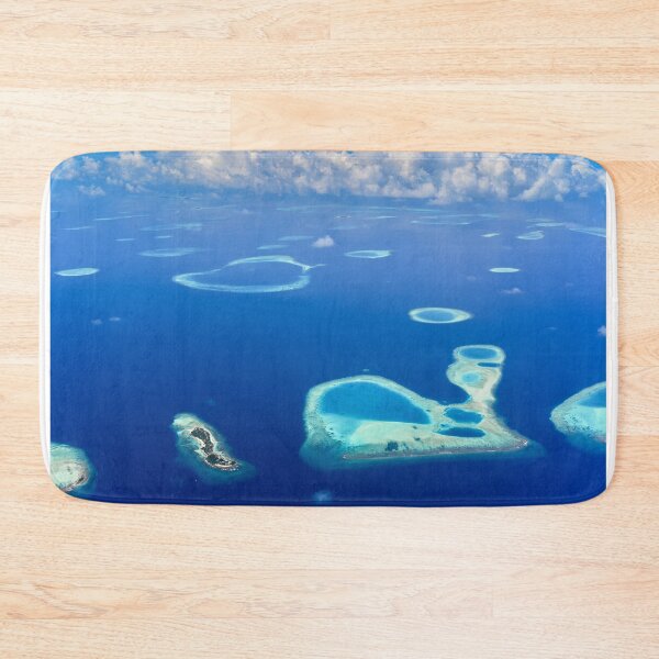 Item preview, Aerial Shot of Blue Ocean in the Maldives with Large White Clouds - Tropical Landscape Photos designed and sold by Ellodee.