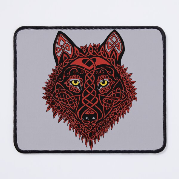 Item preview, Celtic Wolf Face in black and red designed and sold by ingridthecrafty.