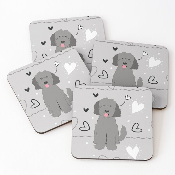 Item preview, LOVE Gray Grey Goldendoodle Dog designed and sold by Lulupainting.