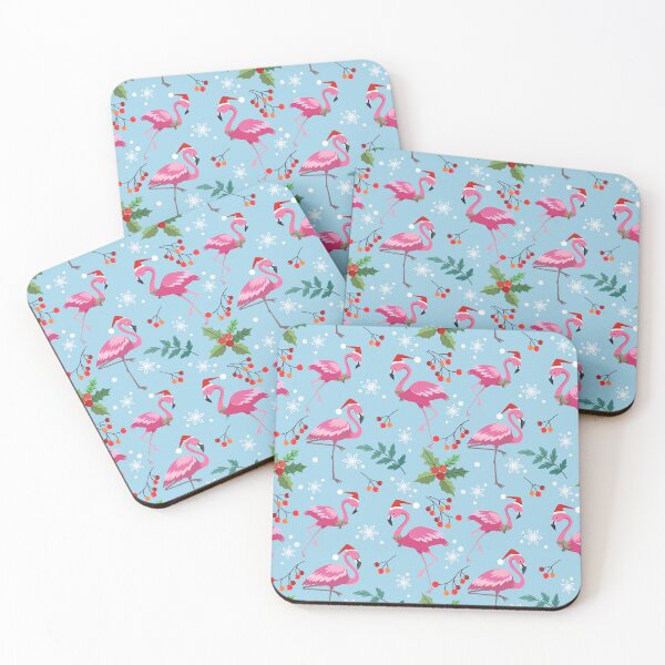 Item preview, Merry Flocking Christmas Santa Flamingo cute Christmas pattern designed and sold by HoneyHue.