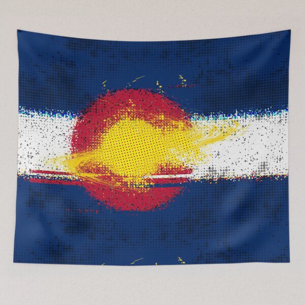 Aperçu de l'œuvre Colorado Sky Splatters Grunge Pop Punk Vibes Neon 80's 90s Flag créée et vendue par that5280lady.