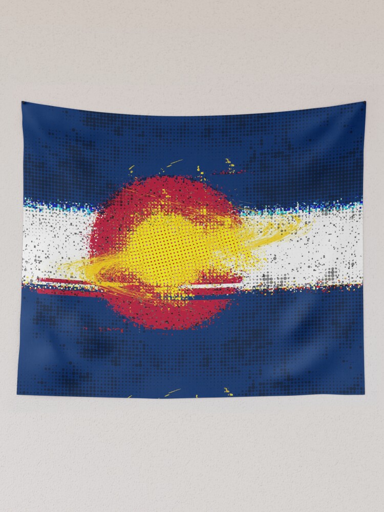 Thumbnail 2 of 3, Tapestry, Colorado Sky Splatters Grunge Pop Punk Vibes Neon 80's 90s Flag designed and sold by that5280lady.