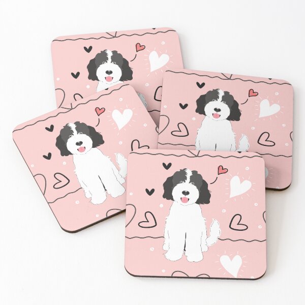 Item preview, LOVE Parti Black White Goldendoodle Dog designed and sold by Lulupainting.