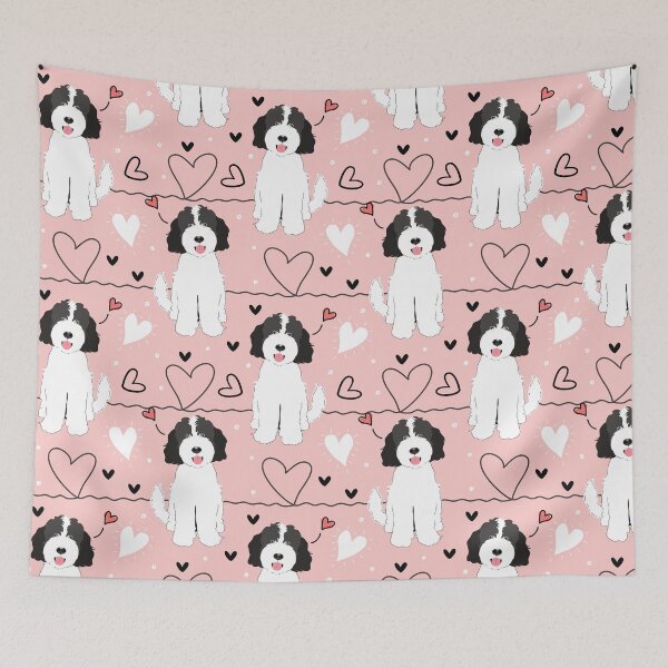 Item preview, LOVE Parti Black White Goldendoodle Dog designed and sold by Lulupainting.