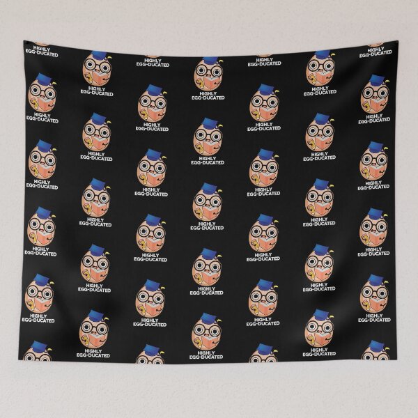 Item preview, Highly Egg-ducated Educated Funny Egg Puns (Dark BG) designed and sold by punnybone.