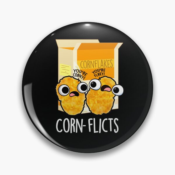Item preview, Corn-flicts Funny Corn Flakes Pun (Dark BG) designed and sold by punnybone.