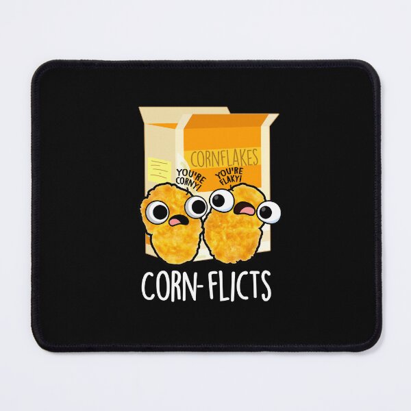Item preview, Corn-flicts Funny Corn Flakes Pun (Dark BG) designed and sold by punnybone.